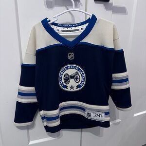 NHL Kids Blue Jackets Jersey - Navy and White